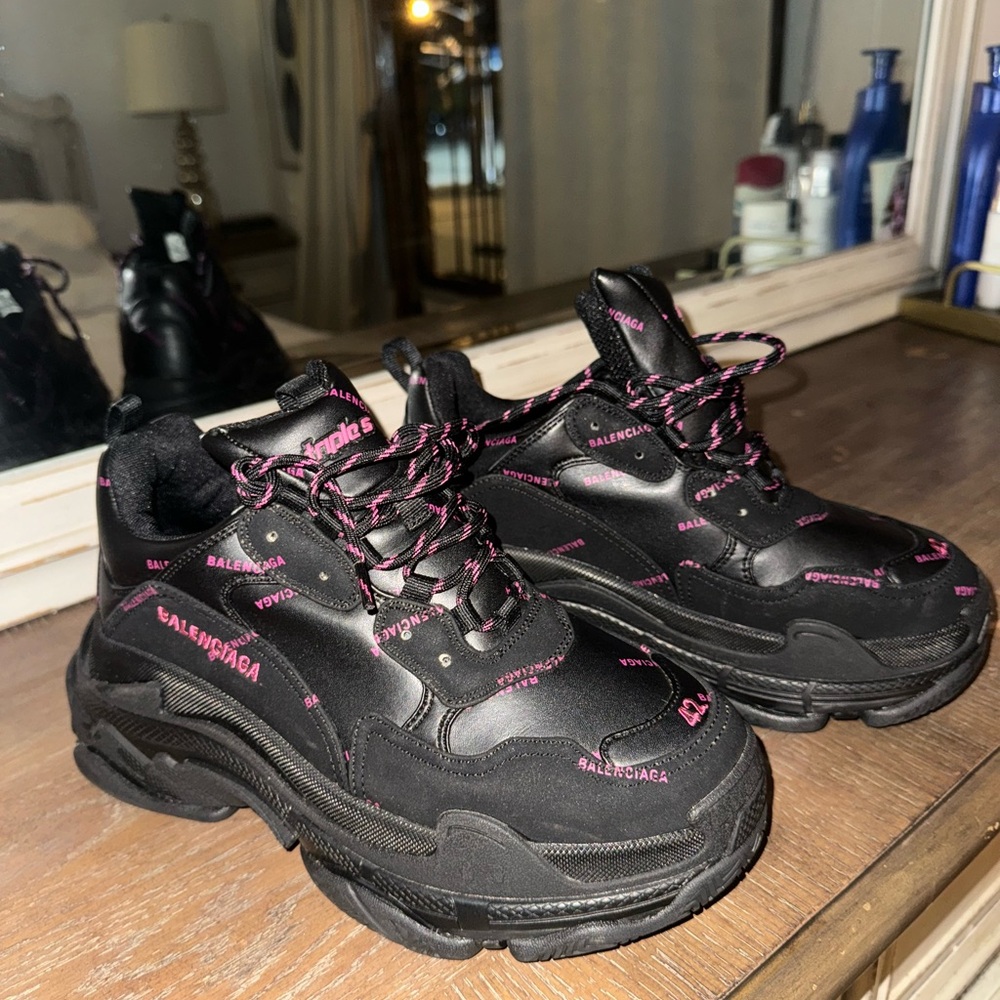 Balenciaga Black and Pink Men's Sneakers
